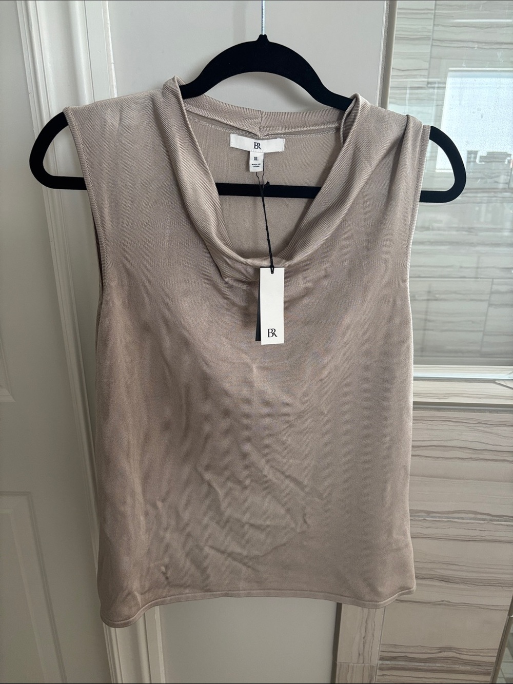 Banana Republic Sleeveless Cowl Neck Tank in Taupe Beige